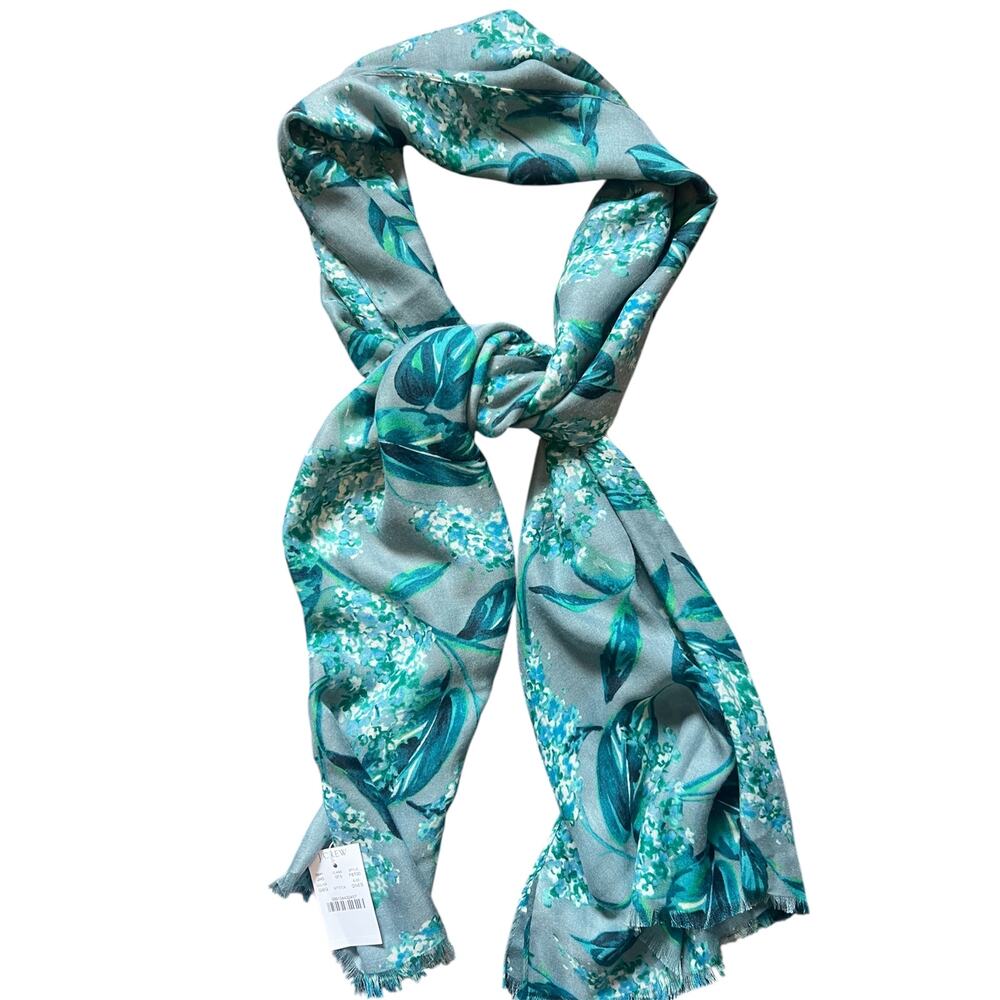 NWT J Crew Lightweight Blue Floral Scarf